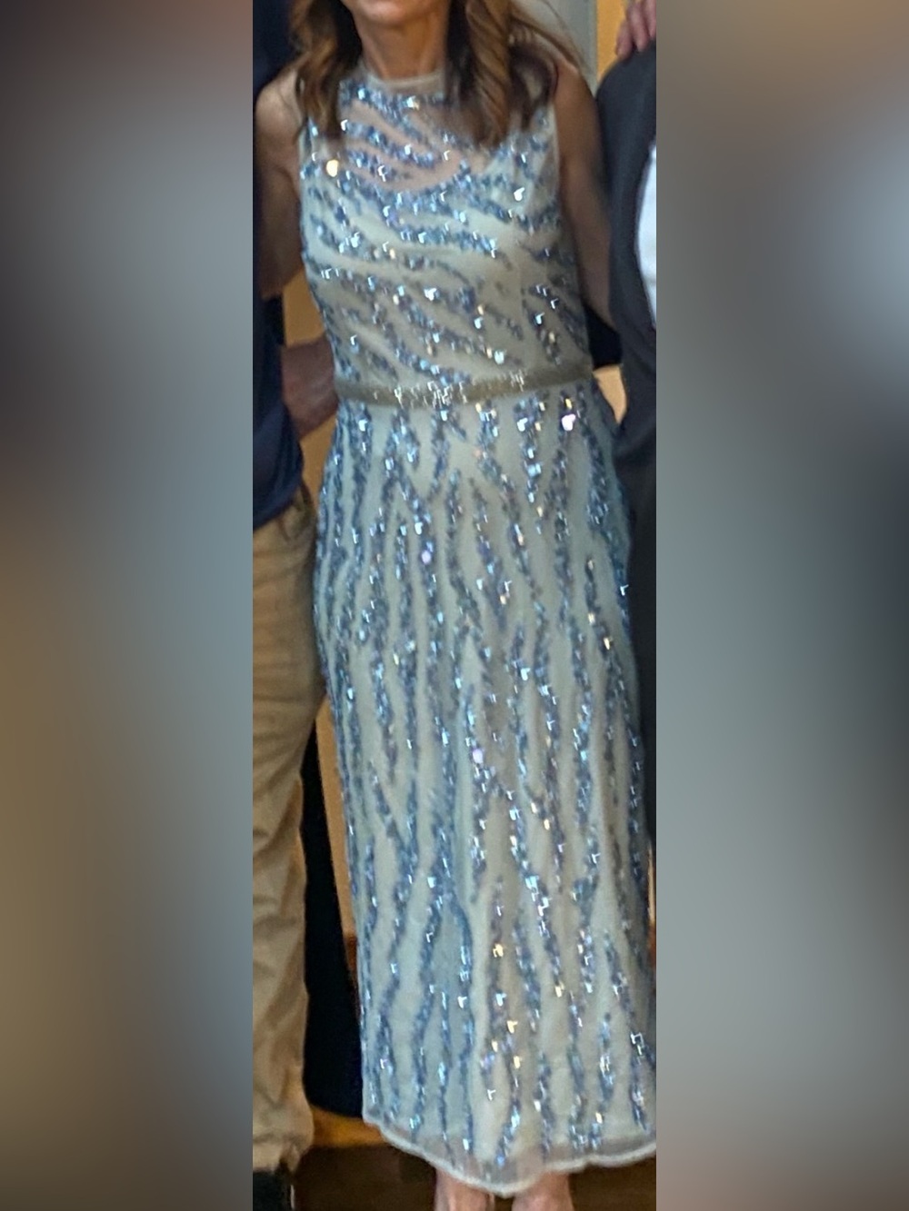 Elegant Light Blue Sequin Evening Dress